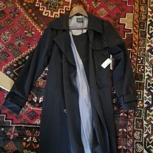 🧥 Simon’s NWT Dark Navy Trench Coat – Belted Classic – Stretch Fabric Sz XS (M)